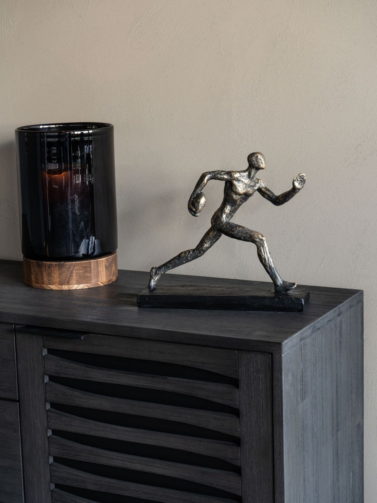 Antique Bronze Rugby Player Sculpture